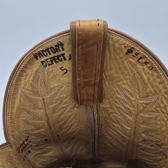 Vintage Tony Lama Cowboy Boots Two Tone Leather 6530 Size 9D Factory Defect main image 10